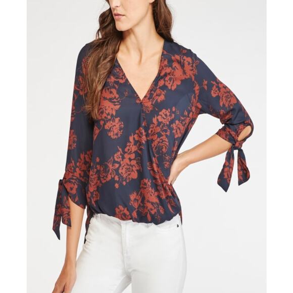 West Kei Floral Woven Wrap Blouse w/Tie (Medium) - Picture 1 of 9